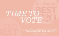 A graphic announcing voting for the 2020 Best of Maple Grove Magazine readers' choice survey