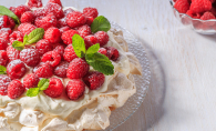 A raspberry fruit pavlova.