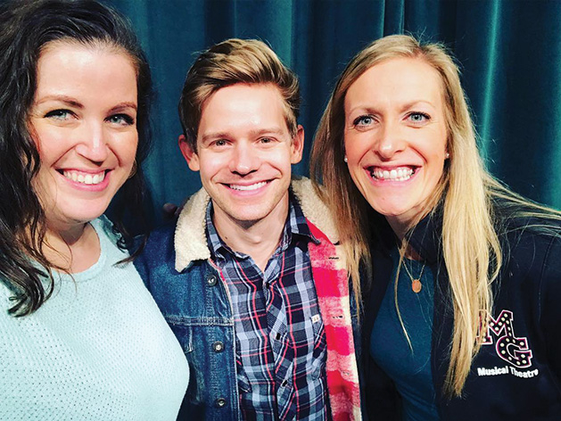 Andrew Keenan-Bolger with MGSH theatre program directors, Nikki Swoboda and Beth Hellsted