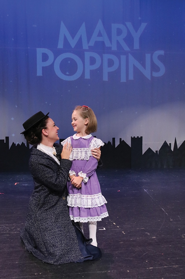 Mari Hyman and Grace Hyman from Cross Community Players' "Mary Poppins" onstage.