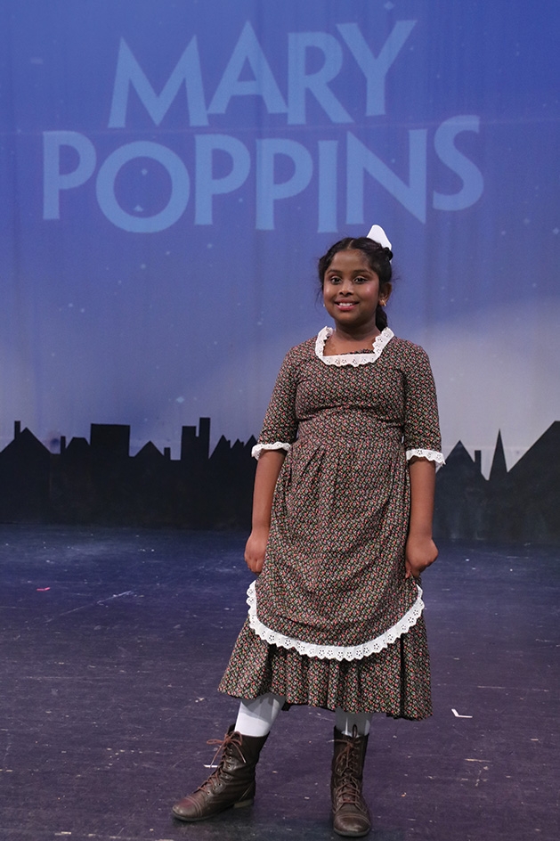 Arabelle Pillai onstage at Cross Community Players' Mary Poppins