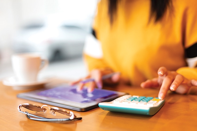 A student works on financial planning.