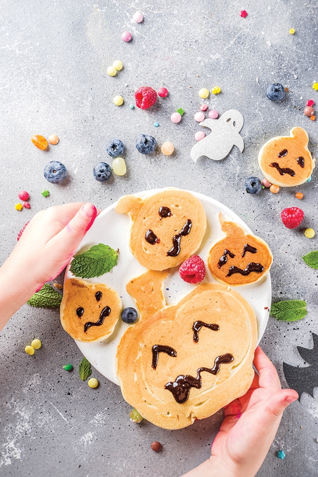 Jack o'lantern pancakes