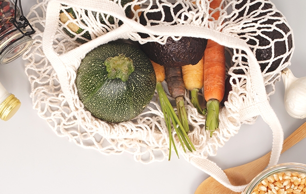 eco-friendly grocery bag of produce