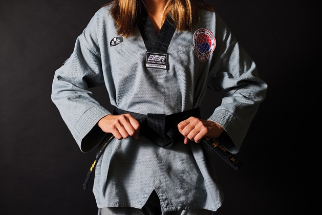 Jessica Lee wearing a black belt.