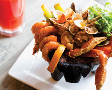 Molcajete marinero, a Mexican seafood dish from Fiesta Cancun in Maple Grove. 