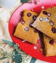 Pumpkin-Cranberry Sheet Pan Pancakes