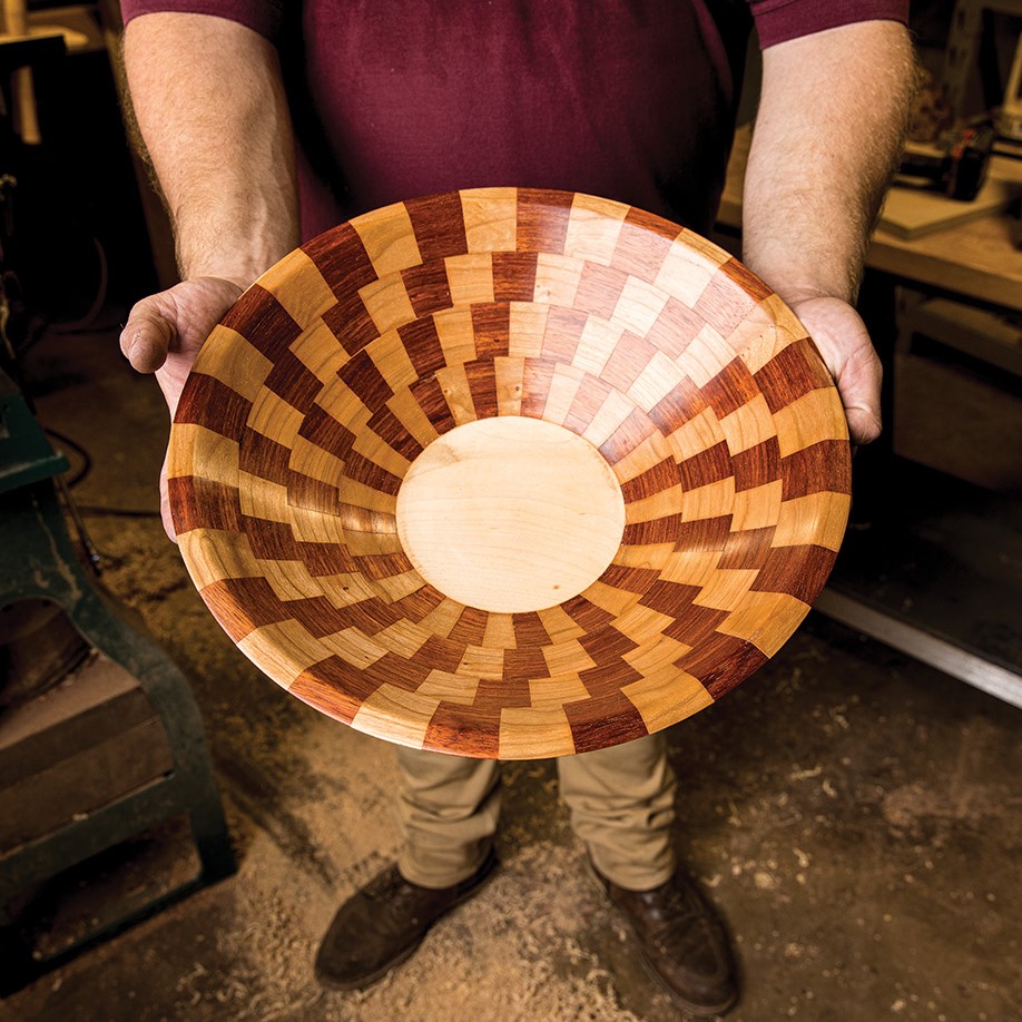 Checkered wooden bowl from The Knotty Elm.